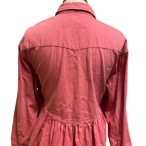 Free People Dylan Button Down Babydoll Top Size XS Solid Pink Snap Buttons - Picture 6 of 11